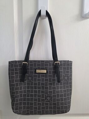 Anne Klein Black and Gray Patterned Satchel